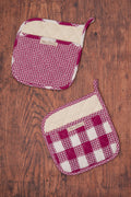 Prairie Essentials Pocket Potholders in Berry Plaid, Set of 2